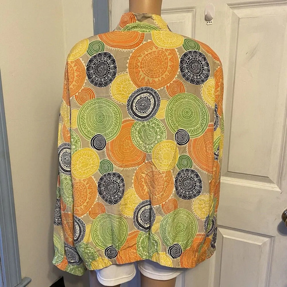 Vintage VP Collections Silk Jacket Sz M-XL Geometric Button Up Pocket Disco Punk - Picture 7 of 8